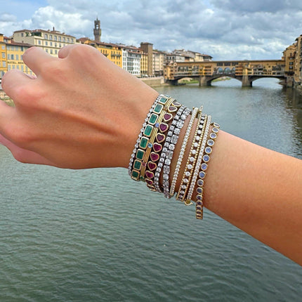 Bezel Set Round Gemstone Tennis Bracelet Lifestyle 3