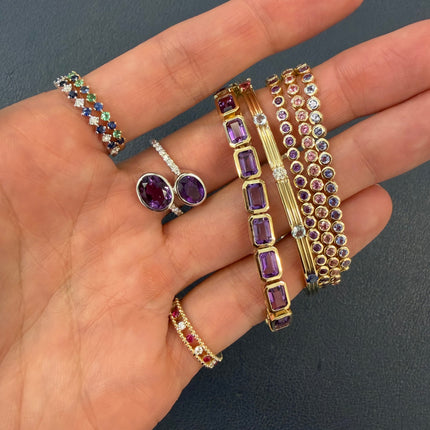 Bezel set gemstone bracelet