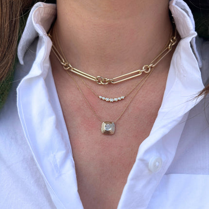 Bezeled Diamond Necklace Lifestyle