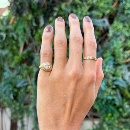 Bezeled Diamond Signet Ring Lifestyle 