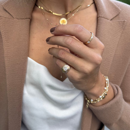 Bezeled Diamond Signet Ring Lifestyle 6