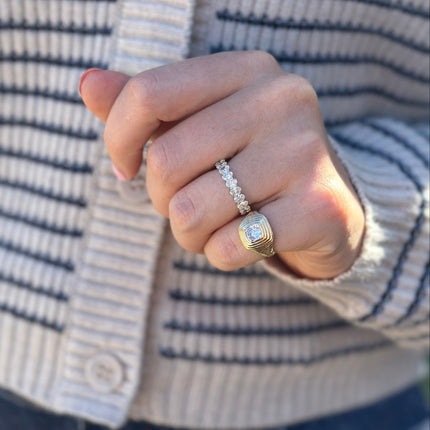 Bezeled Diamond Signet Ring Lifestyle 8