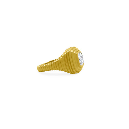 Bezeled Diamond Signet Ring Side