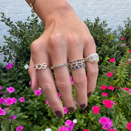 Birthstone Ring 
Diamond and Blue Sapphire Ring
Pink Tourmaline Amethyst and Topaz 