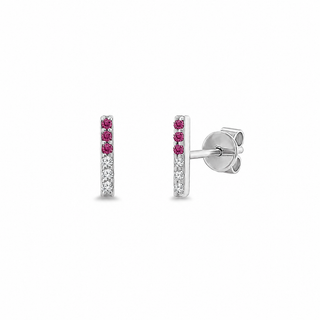 Ruby Gemstone & Diamond Bar Studs
