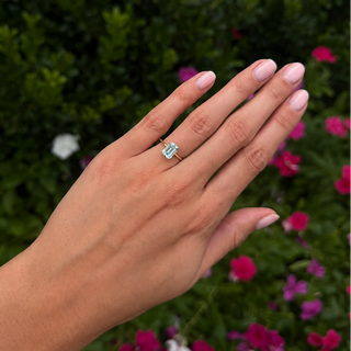 Compass Set Emerald Cut Aquamarine Ring
