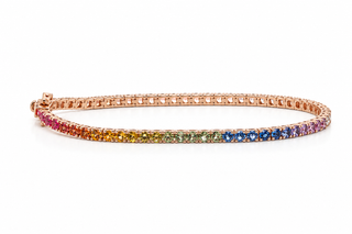 Diamond and Rainbow Sapphire Tennis Bracelet
