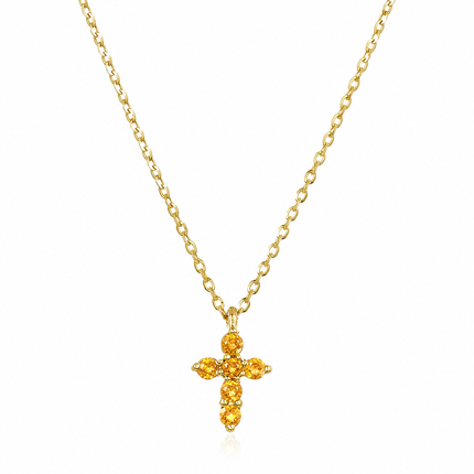 Gemstone Mini Cross Necklace