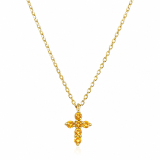 Gemstone Mini Cross Necklace
