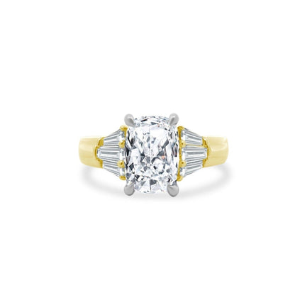 Cushion Cut Diamond With Tapered Baguette Side Stones  Lindsey Leigh Jewelry.