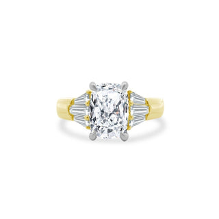 Cushion Cut Diamond With Tapered Baguette Side Stones  Lindsey Leigh Jewelry.
