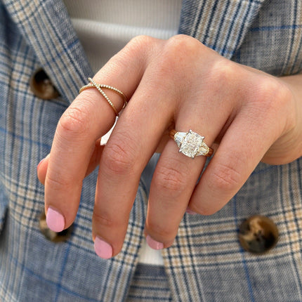 Cushion Cut Diamond With Tapered Baguette Side Stones  Lindsey Leigh Jewelry.