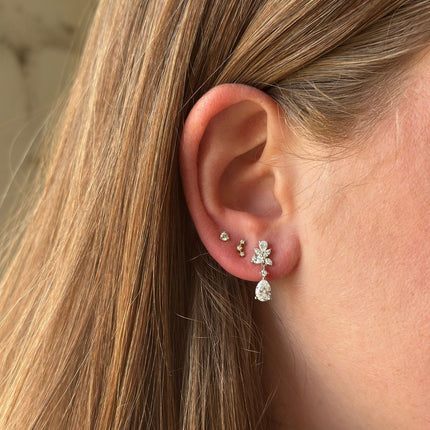 Dainty Pear Diamond Dangle Earrings Lifestyle 2