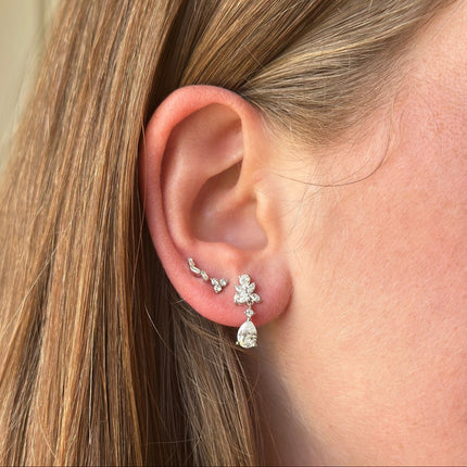 Dainty Pear Diamond Dangle Earrings Lifestyle 3