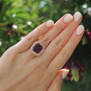 The Gemstone and Diamond Halo Cocktail Ring
