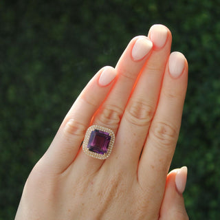 The Gemstone and Diamond Halo Cocktail Ring
