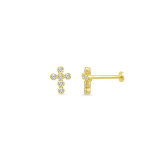 Diamond Bezel Cross Flatback Stud
