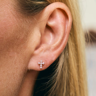 Diamond Bezel Cross Flatback Stud
