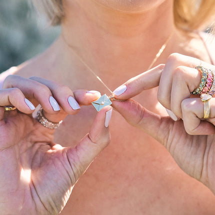 Diamond Love Letter Necklace Lifestyle - Lindsey Leigh Jewelry, Houston, TX