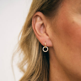 Diamond Open Circle Dangle Earrings
