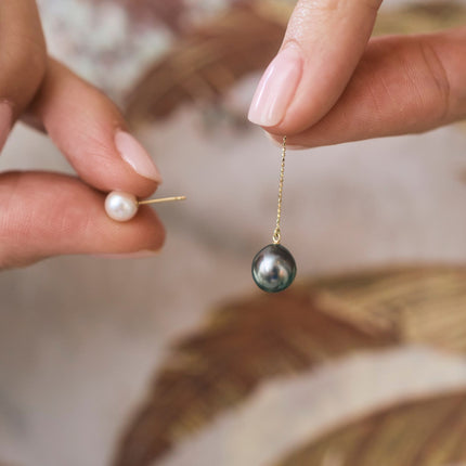 Double Pearl Dangle Earrings - Lindsey Leigh Jewelry