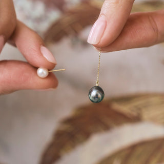 Double Pearl Dangle Earrings   Lindsey Leigh Jewelry

