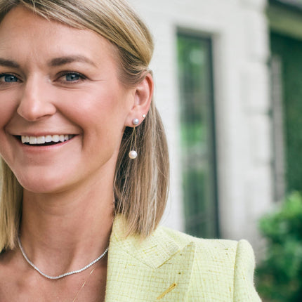 Double Pearl and Chain Dangle Earrings - Lindsey Leigh Jewelry