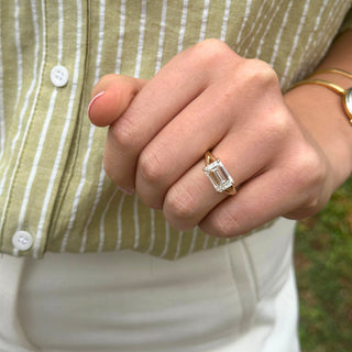 East West Emerald Cut Solitaire  Lindsey Leigh Jewelry.

