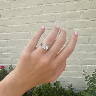 East/West Solitaire Emerald Cut Diamond With Hidden Diamond Halo Lifestyle 2
