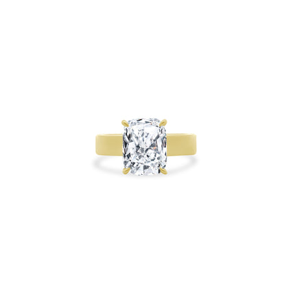 Elongated Cushion Solitaire On Thick Gold Band  Lindsey Leigh Jewelry.