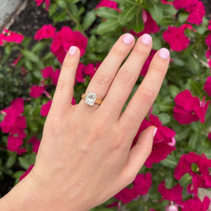 Elongated Cushion Solitaire On Thick Gold Band  Lindsey Leigh Jewelry.
