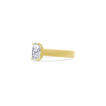 Elongated Cushion Solitaire On Thick Gold Band  Lindsey Leigh Jewelry.