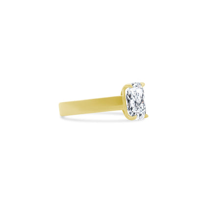 Elongated Cushion Solitaire On Thick Gold Band  Lindsey Leigh Jewelry.