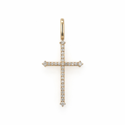 Elongated Diamond Cross Charm Lightbox - Lindsey Leigh Jewelry, Houston, TX