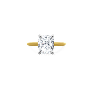 Elongated Solitaire Cushion Cut With Hidden Diamond Halo
