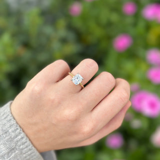 Elongated Solitaire Cushion Cut With Hidden Diamond Halo Lifestyle 3
