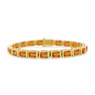 Bezel Set Emerald Cut Gemstone Tennis Bracelet
