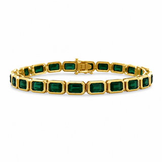 Emerald Cut Bezel Gemstone Tennis Bracelet Emerald
