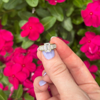 Emerald Cut Diamond On Baguette Band  Lindsey Leigh Jewelry.
