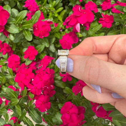 Emerald Cut Diamond On Baguette Band  Lindsey Leigh Jewelry.