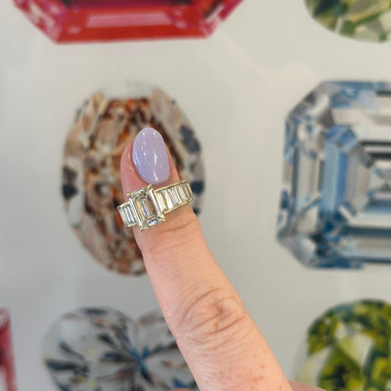 Emerald Cut Diamond On Baguette Band  Lindsey Leigh Jewelry.