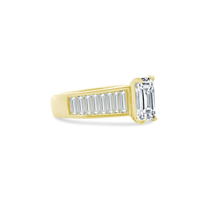 Emerald Cut Diamond On Baguette Band  Lindsey Leigh Jewelry.