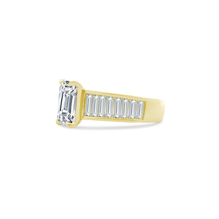 Emerald Cut Diamond On Baguette Band  Lindsey Leigh Jewelry.