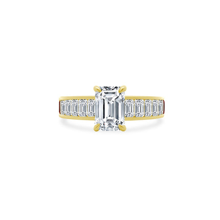 Emerald Cut Diamond On Baguette Band  Lindsey Leigh Jewelry.
