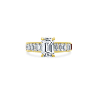 Emerald Cut Diamond On Baguette Band  Lindsey Leigh Jewelry.
