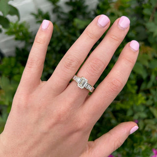 Emerald Cut Diamond On Baguette Band  Lindsey Leigh Jewelry.
