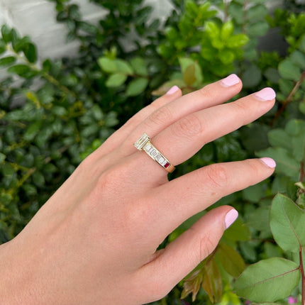 Emerald Cut Diamond On Baguette Band  Lindsey Leigh Jewelry.