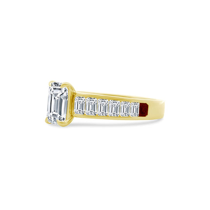 Emerald Cut Diamond On Baguette Band  Lindsey Leigh Jewelry.