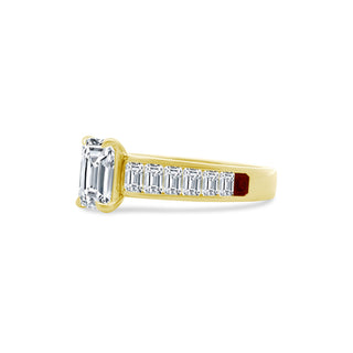 Emerald Cut Diamond On Baguette Band  Lindsey Leigh Jewelry.

