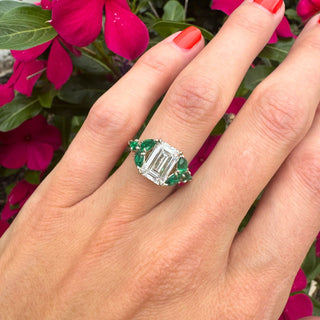 Emerald Cut With Emerald Side Stones  Lindsey Leigh Jewelry.
